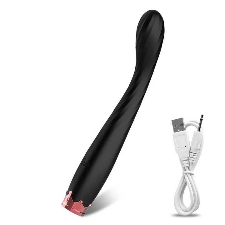 Вибратор гибкий ребристый для стимуляции точки G с USB Черный (K0875-1)