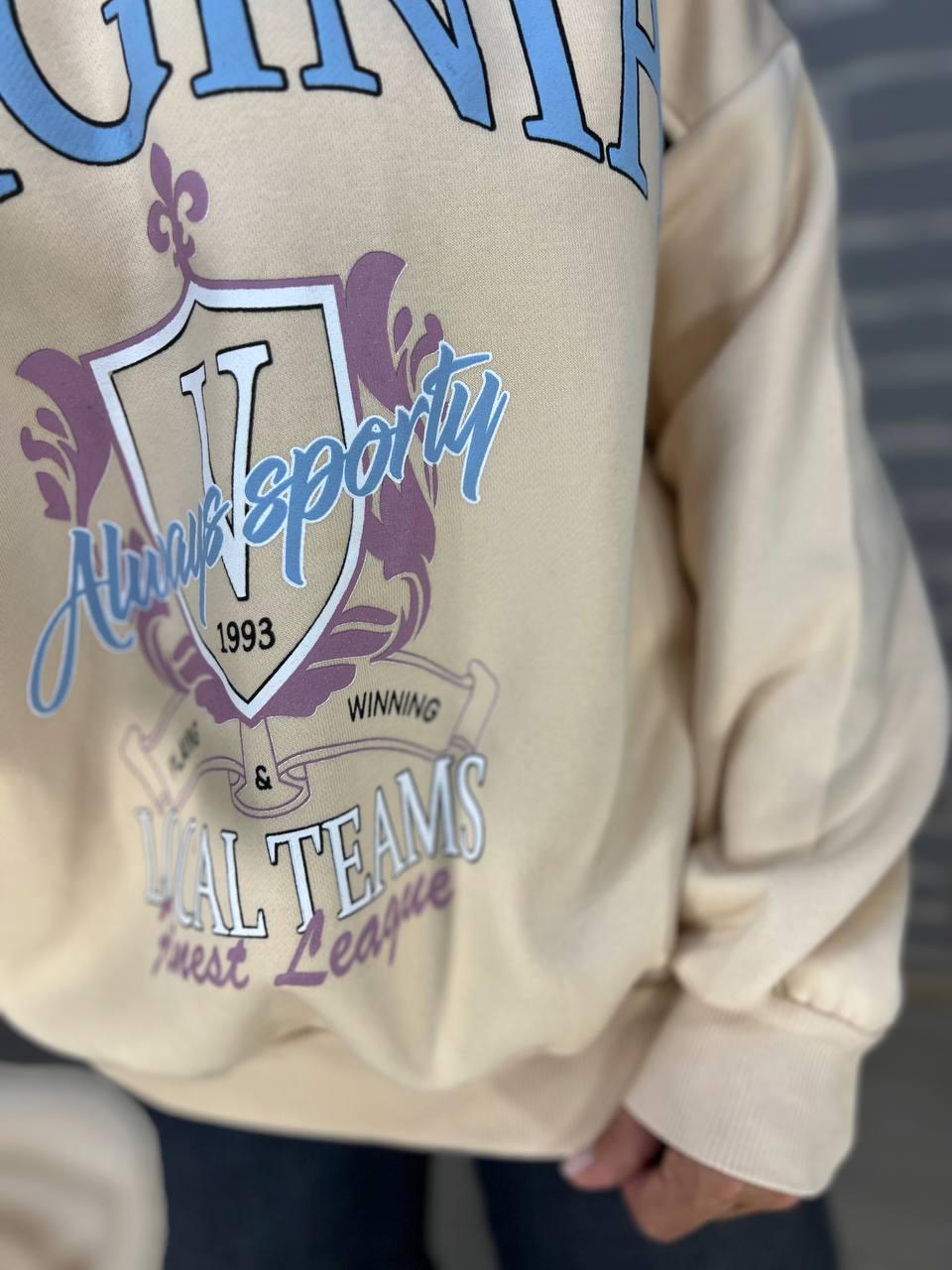 Свитшот женский OLIVIA 2468 VIRGINIA утепленный на флисе OS Светло-бежевый (1116) - фото 6 Свитшот женский OLIVIA 2468 VIRGINIA утепленный на флисе OS Светло-бежевый (1116) - фото 6