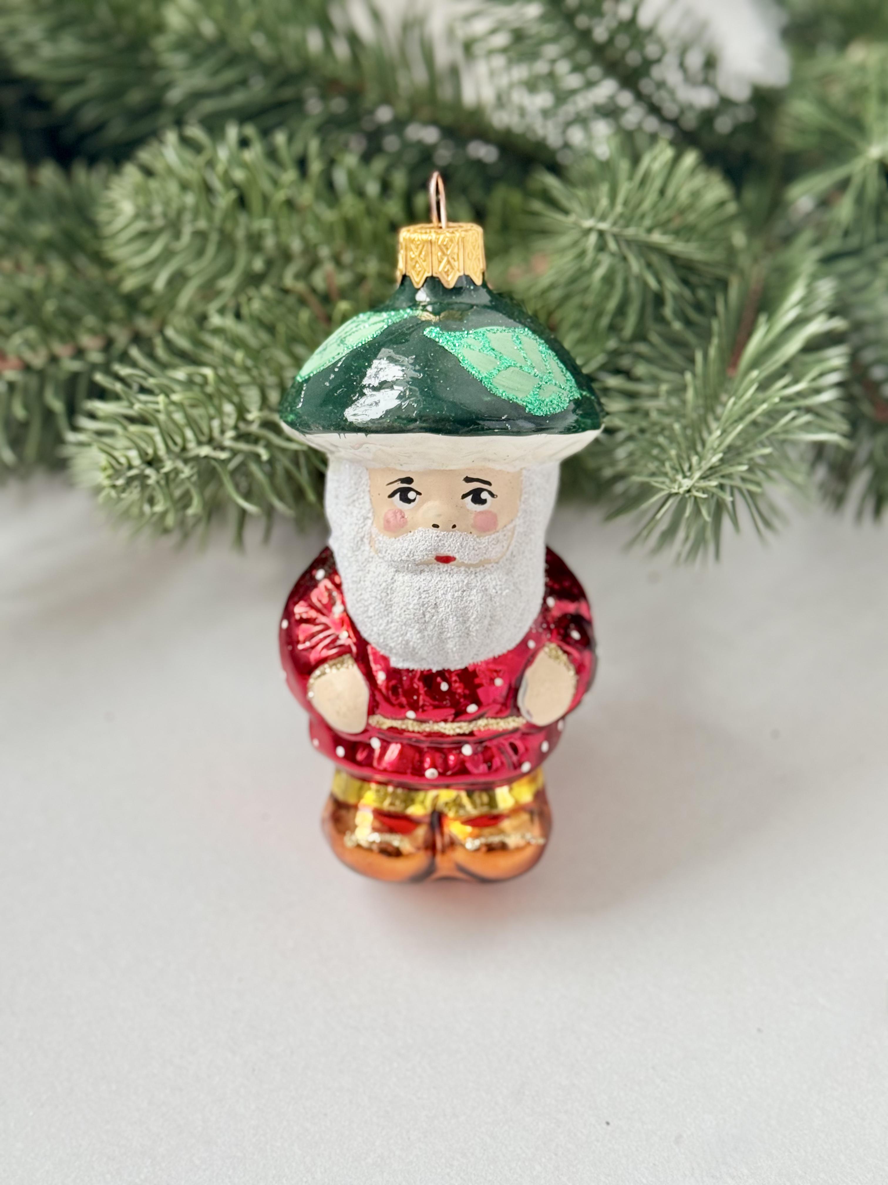 Игрушка на елку стеклянная Дед Боровик 11х6 см (F-BR-1)