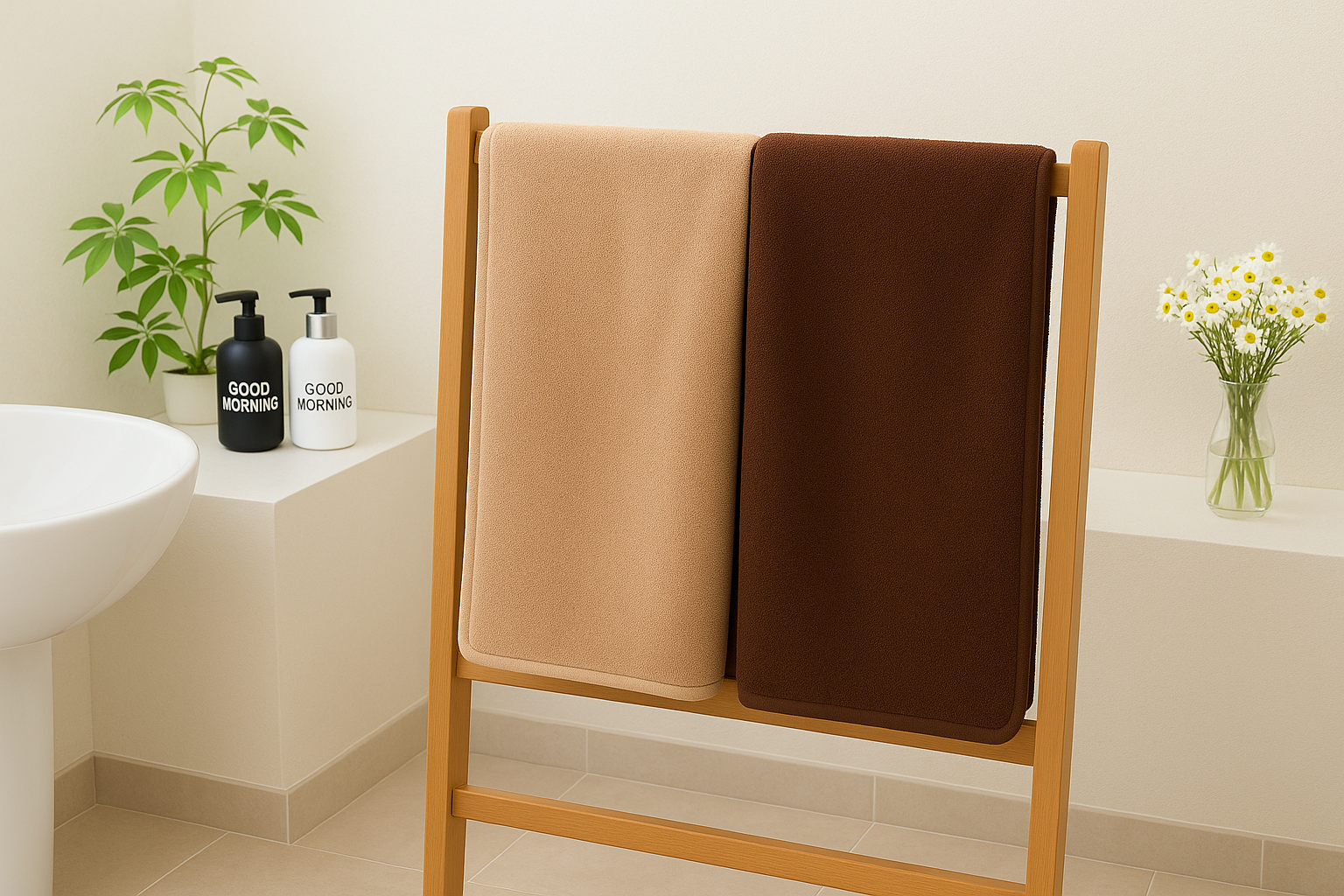 Полотенце Баня микрофибра 70х140 см 2 шт. Бежевый/Шоколадный (MH-1210C/70x140)