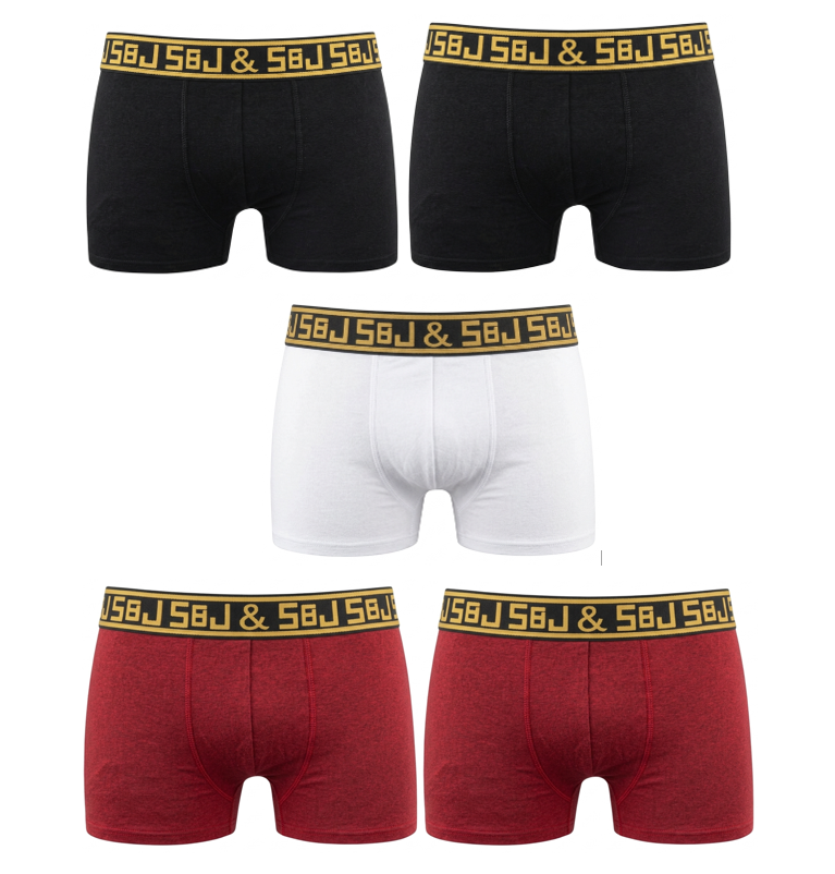 Набор мужских трусов Smith & Jones Underwear BOXER Shorts 5 шт M Черный/Красный/Белый (89765)