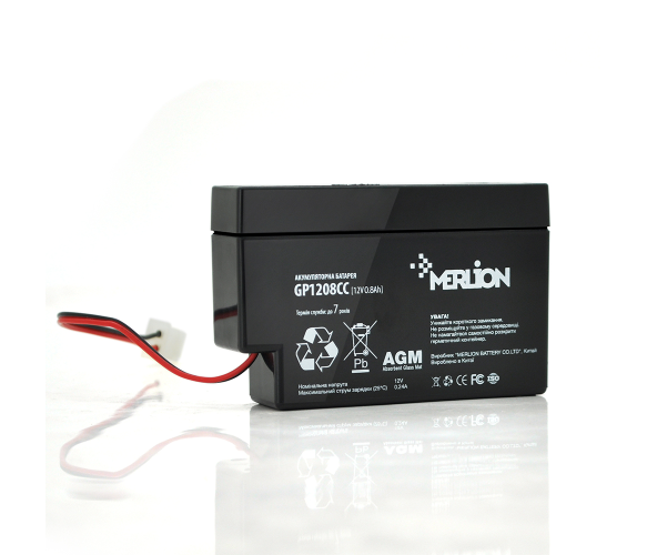 Аккумуляторная батарея Merlion AGM GP1208СС 12V 0,8 Ah Black (GP1208СС)