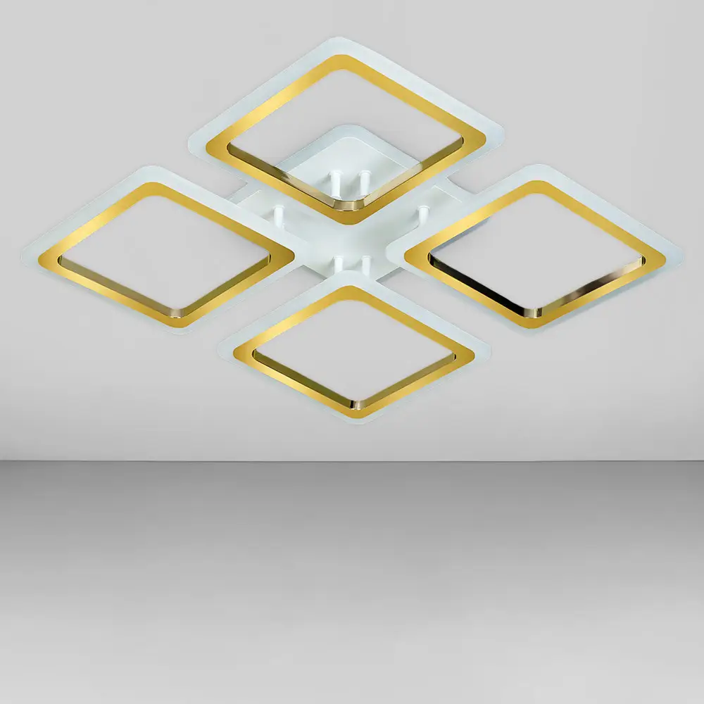 Люстра светодиодная Svet SC-7117/4B/RGB на 4 плафона с пультом и подсветкой 114W Белый/Золотой (15342558)