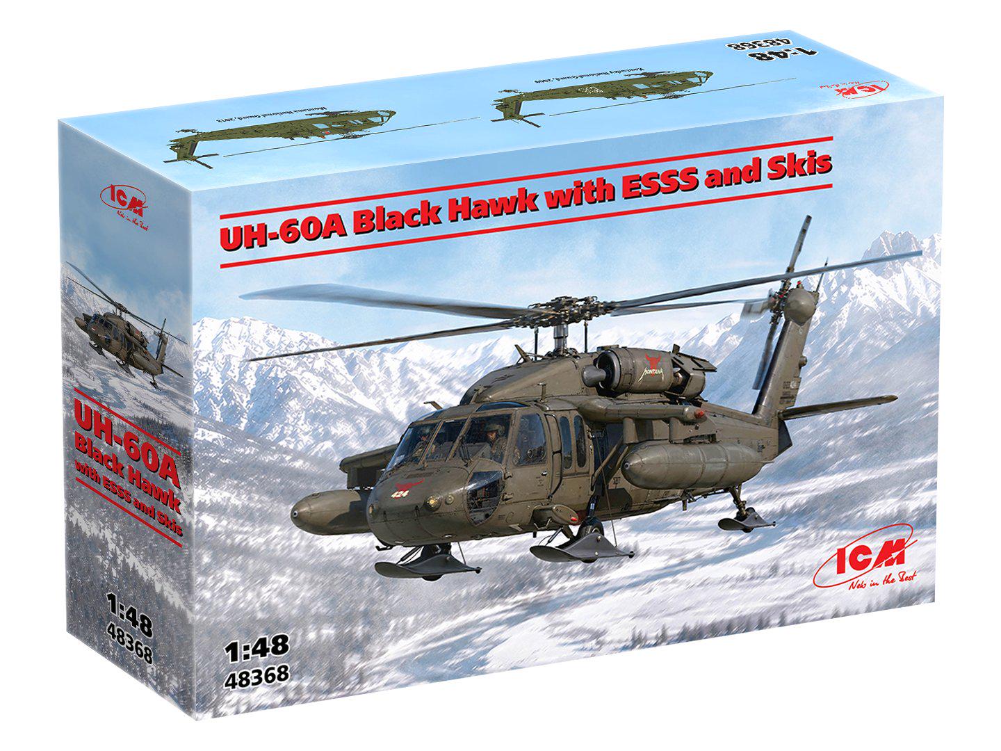 Сборная модель ICM вертолета UH-60A Black Hawk с пилонами ESSS и лыжным шасси масштаб 1:48 (48368) Сборная модель ICM вертолета UH-60A Black Hawk с пилонами ESSS и лыжным шасси масштаб 1:48 (48368)