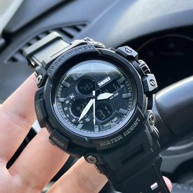 Годинник наручний чоловічий Skmei 1343BK з підсвічуванням Black (13103661) - фото 5