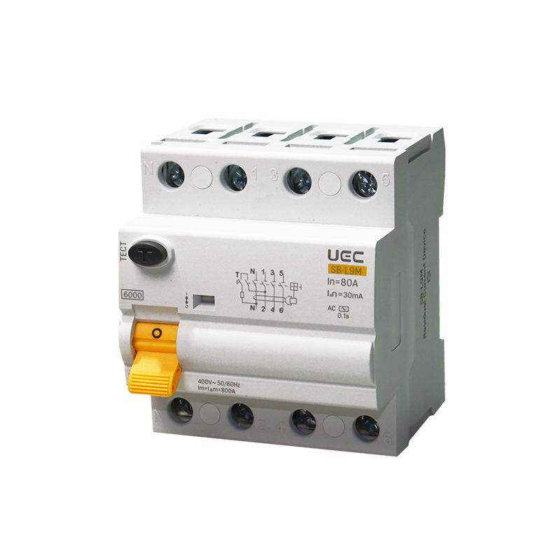 Пристрій захисного відключення UEC SB-L9M 4P 80A 30мА тип AC (RCCB61-4-080-030-AC)