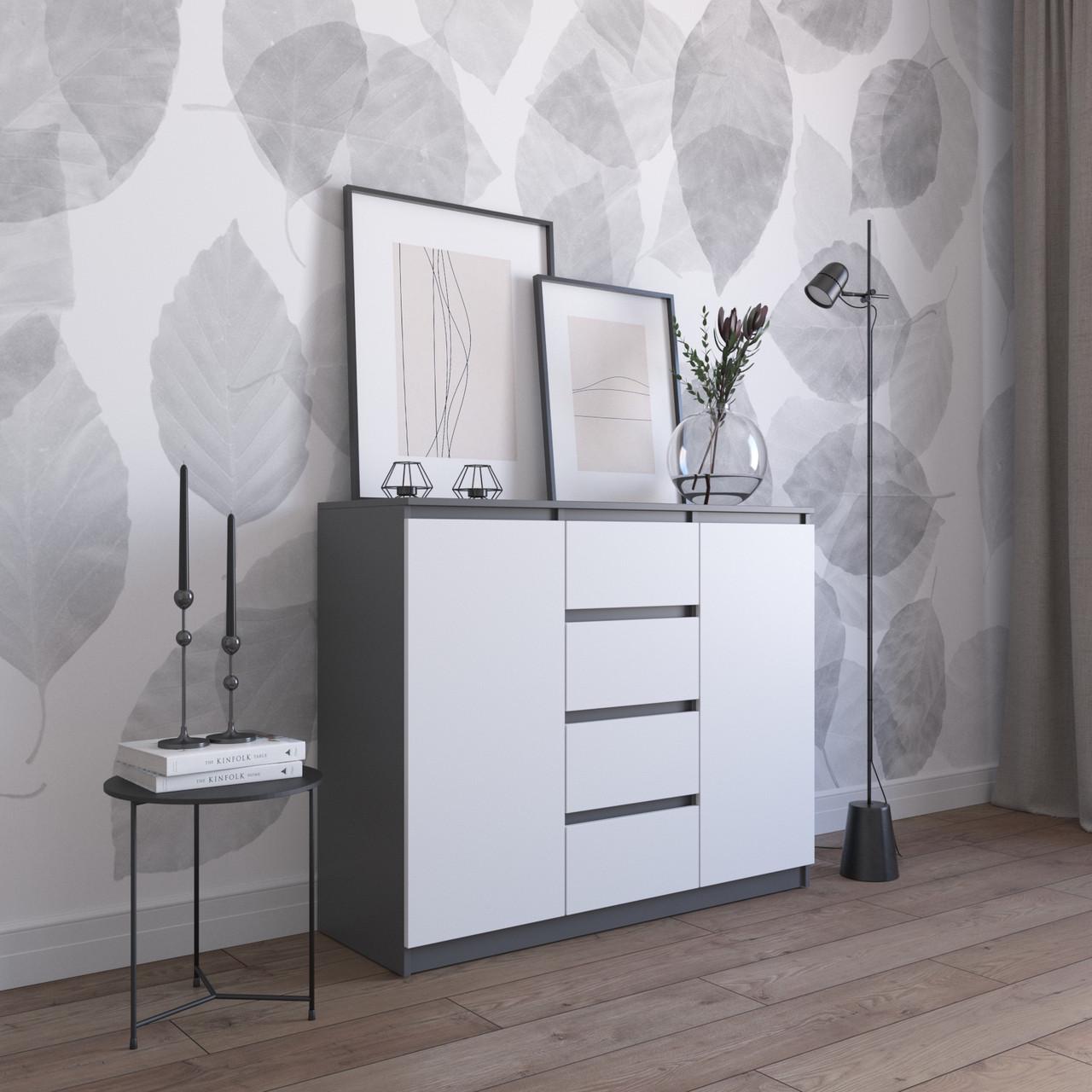 Комод з шухлядами та відділеннями з полицями Вайс R-11 120х40х98 см Антрацит/Білий Фасад (30409138) - фото 1