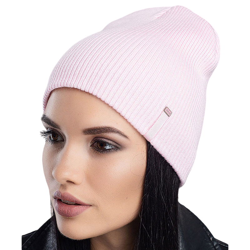 Шапка молодежная Leks Купол двойной рубчик без манжета one size Нежно-розовый