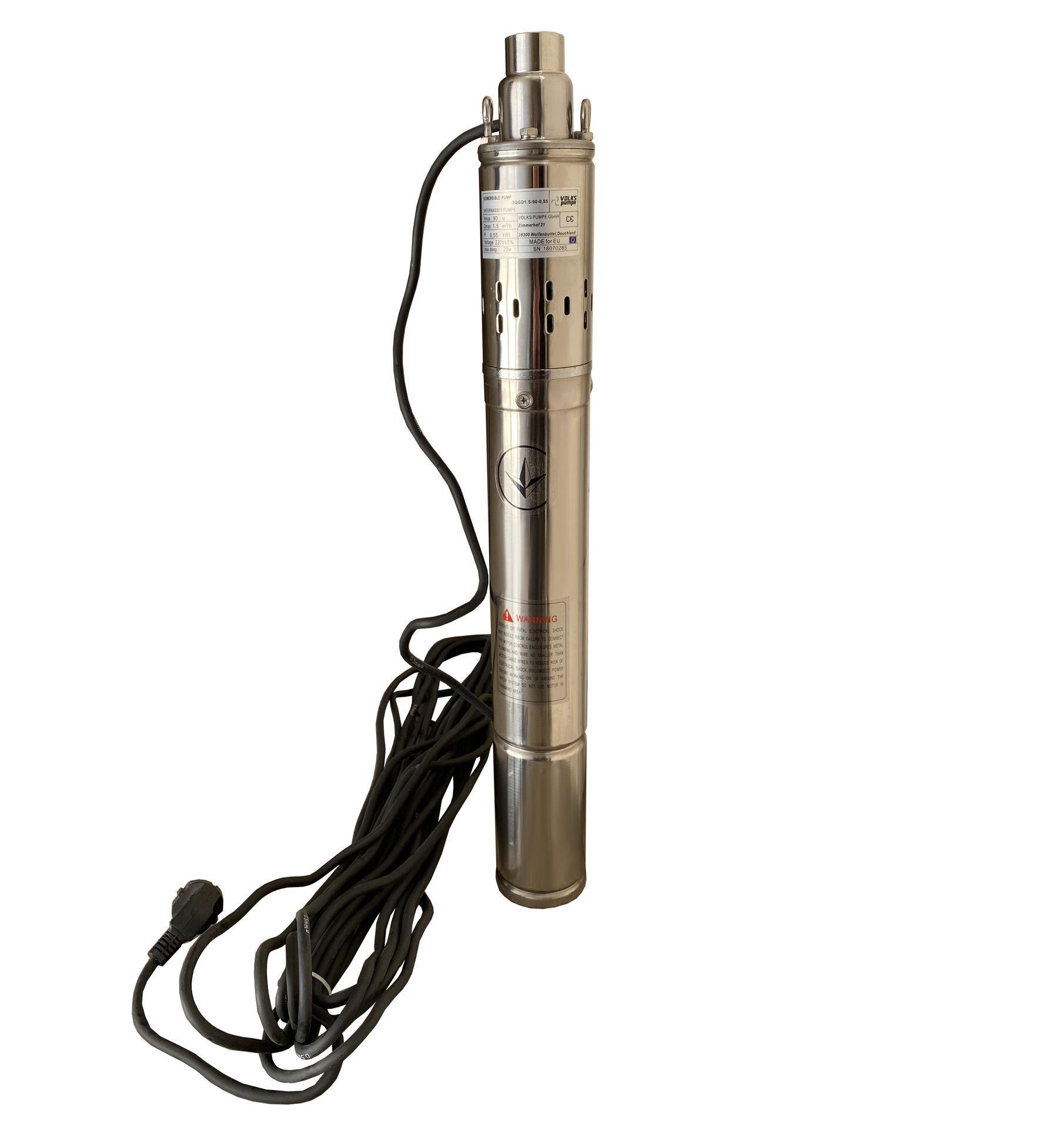 Насос свердловинний шнековий VOLKS pumpe 3QGD 1,5-90-0,55 кВт 3″ + кабель 15 м