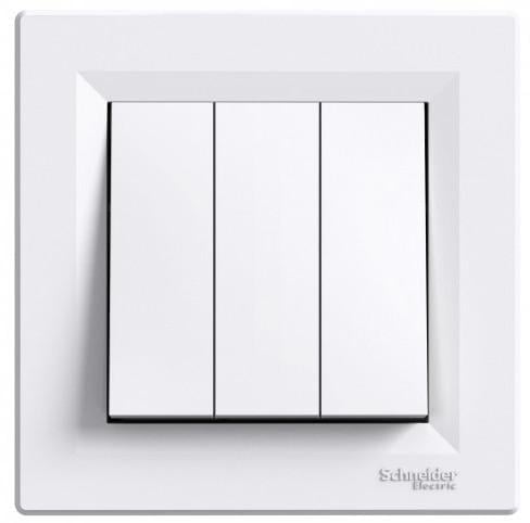 Выключатель трехклавишный Schneider Electric Asfora с рамкой Белый (00000007243)