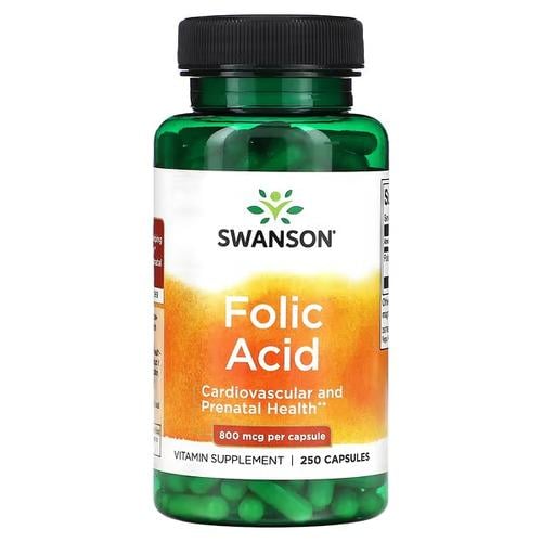 Фолиевая кислота B-9 Swanson Folic Acid 800 mcg 250 капс. (SW035)