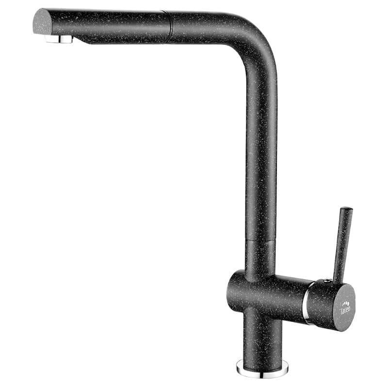 Смеситель Laveo LUNA для кухонной мойки с вытяжным сливом L Черный/Гранитовый (BLZ_769D)