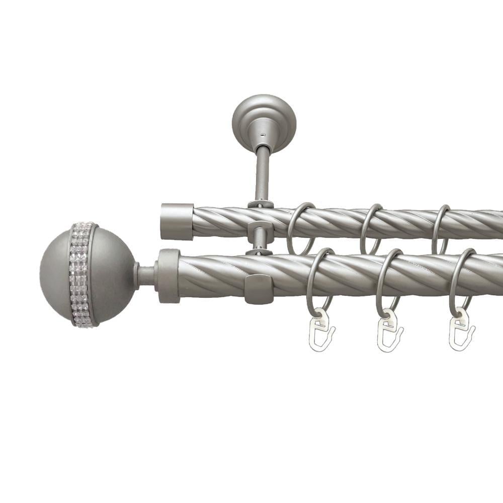 Карниз металлический Orvit Авея двухрядный открытый/скрученная труба/кольцо металлическое Сатин 25/19 мм 240 см (00-00023618)