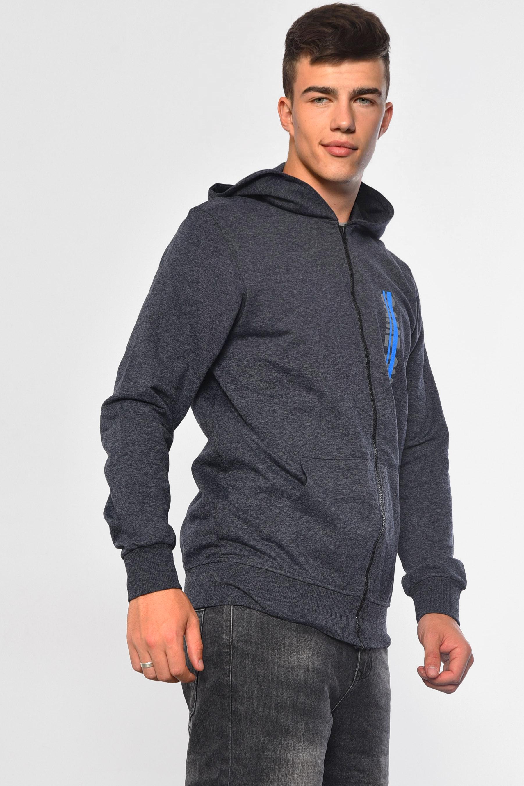 Кофта мужская на молнии XL Темно-серый (182314) - фото 2 Кофта мужская на молнии XL Темно-серый (182314) - фото 2