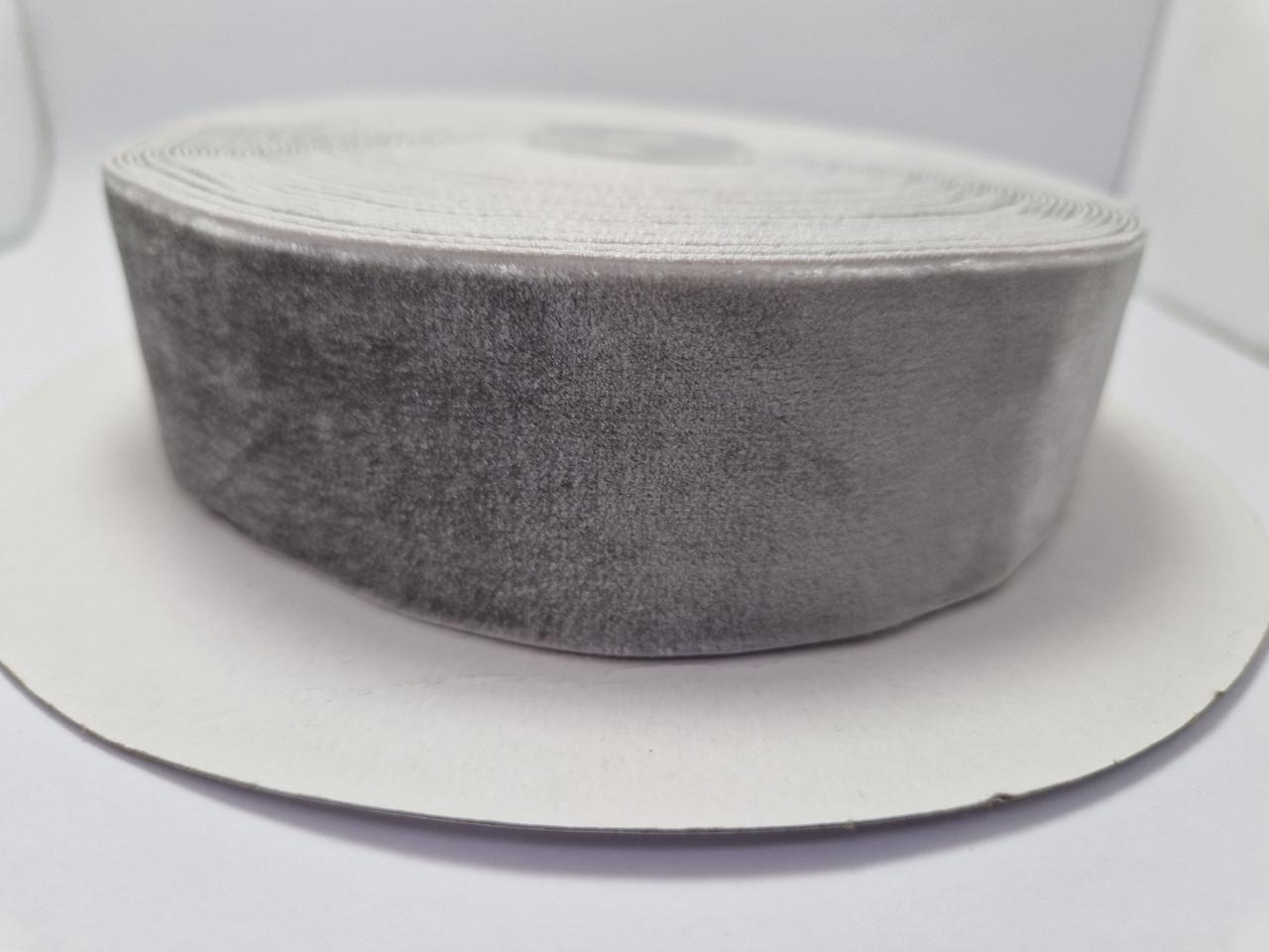 Стрічка оксамитова 4 см Сірий (1834340018)