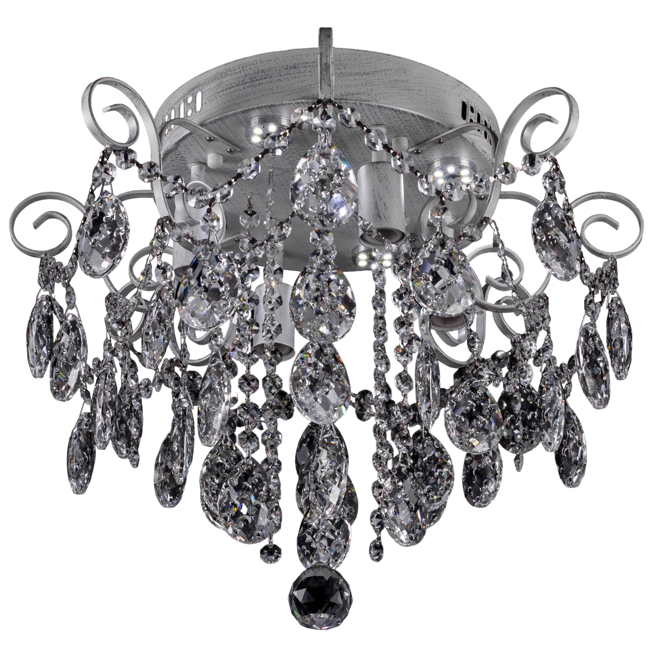 Люстра E1136/4+4/WT+CH хрустальная с пультом и LED подсветкой на 4 лампочки Белый/Хром