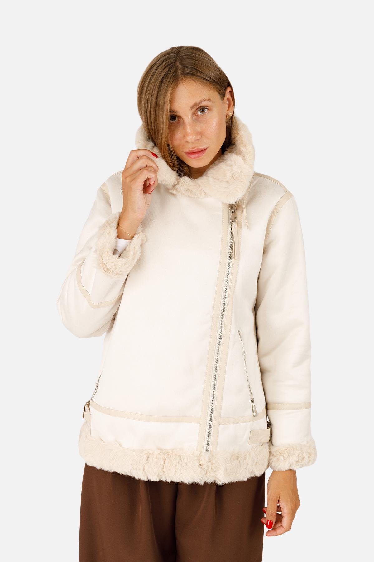 Куртка жіноча косуха ЦБ-00256292 р. 42 Молочний (28422018) - фото 6