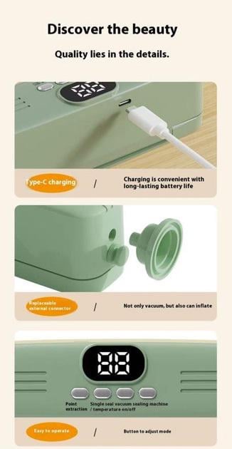 Вакуумний пакувальник Vacuum Sealer 1425 для продуктів безпровідний - фото 6