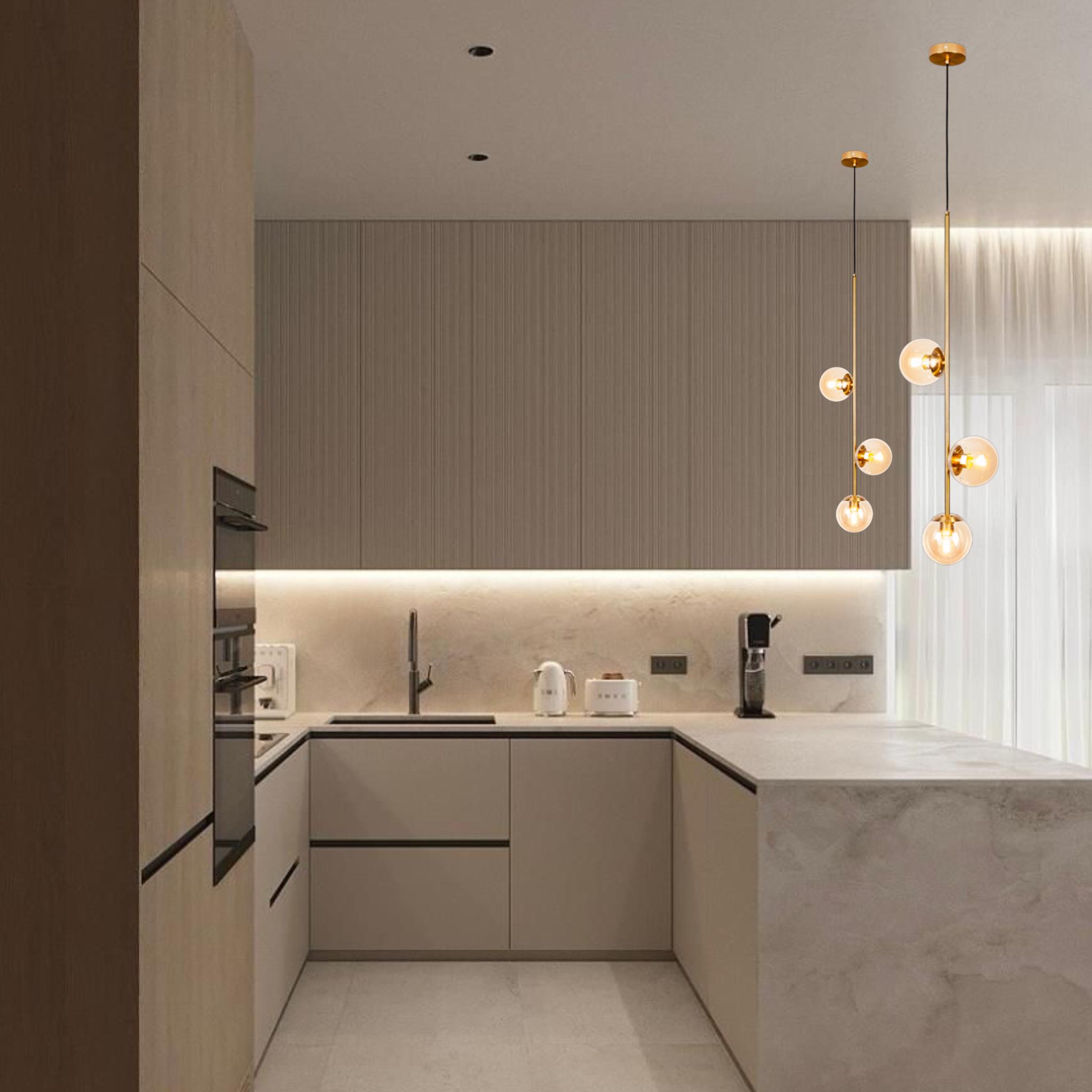 Світильник підвісний на 3 лампи з 13 см плафонами Бронзовий (52-1015-3 BRZ+BR) - фото 3