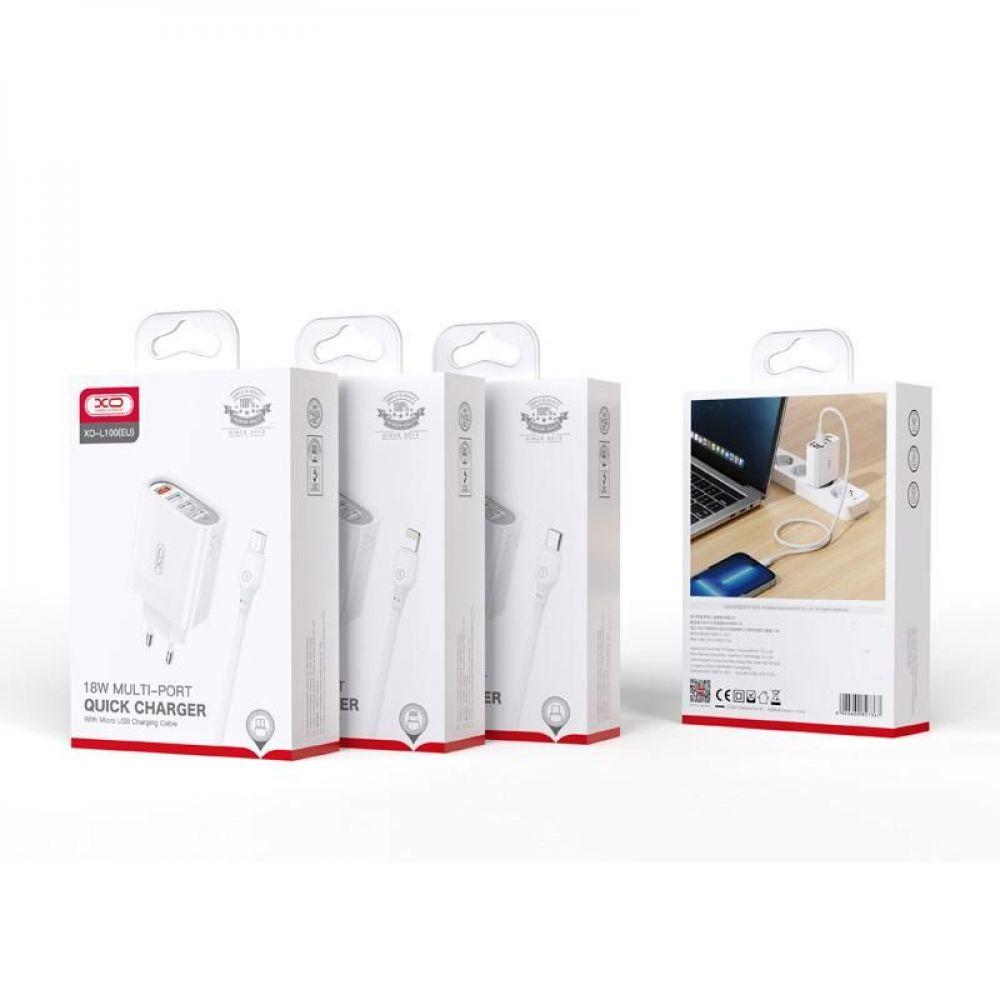 Зарядний пристрій мережевий XO L100 4USB QC3,0 3USB 2,4A White (3454) - фото 2 Зарядний пристрій мережевий XO L100 4USB QC3,0 3USB 2,4A White (3454) - фото 2