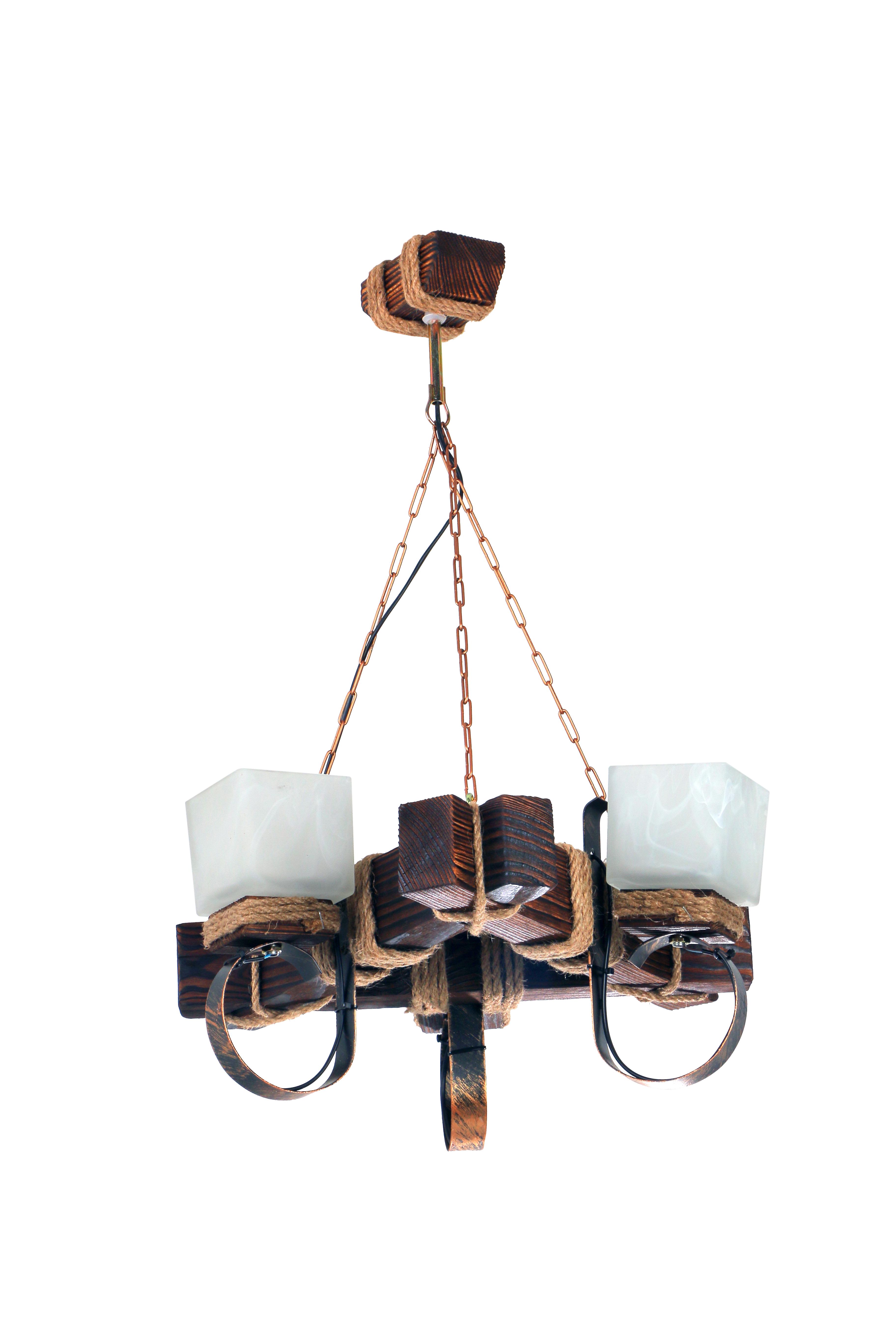 Люстра деревянная Sirius темный обжиг на 3 плафона  (S7025/3)