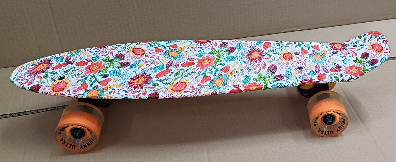 Пенніборд Maraton Penny Ultra квіти Помаранчевий