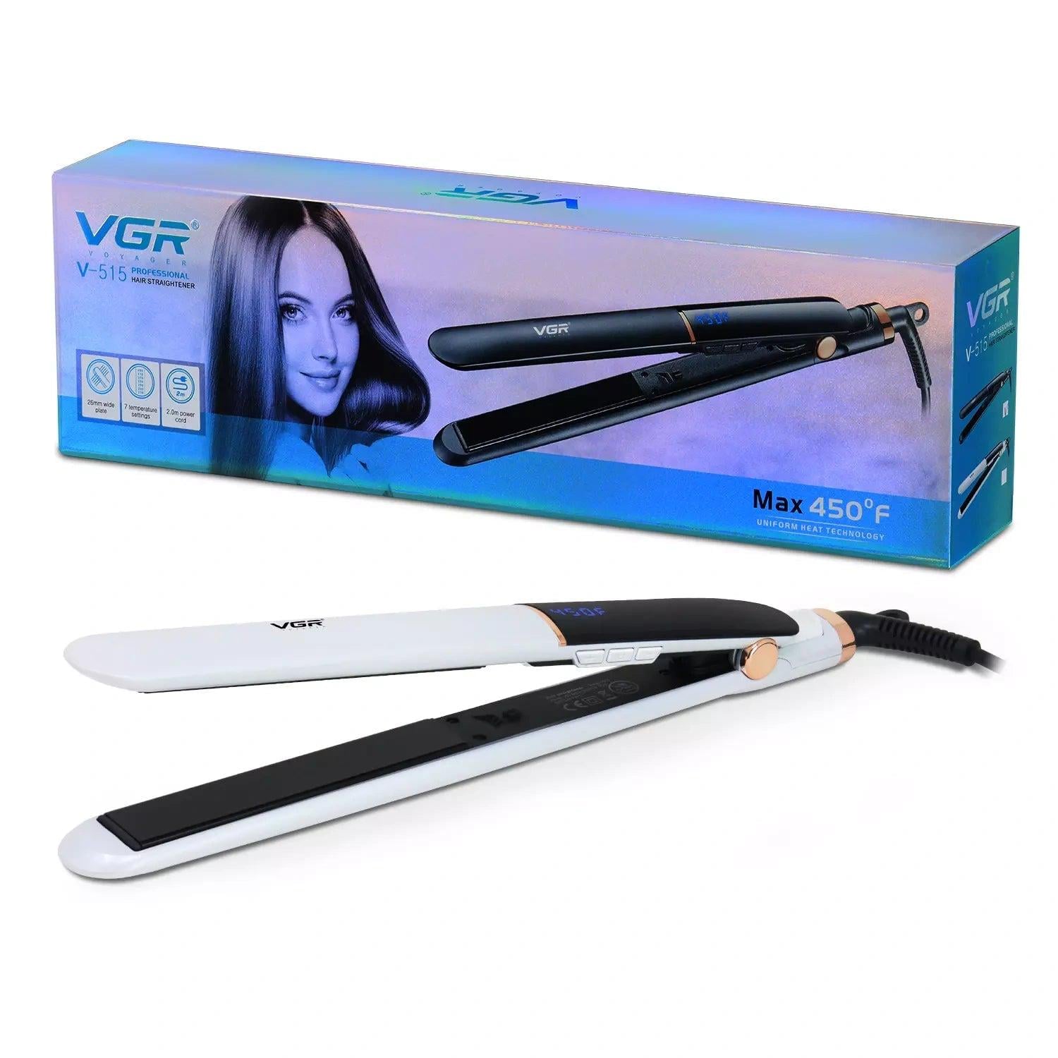 Выпрямитель для волос VGR V-515 50 Вт керамический с LED-дисплеем White (PH01376) Выпрямитель для волос VGR V-515 50 Вт керамический с LED-дисплеем White (PH01376)