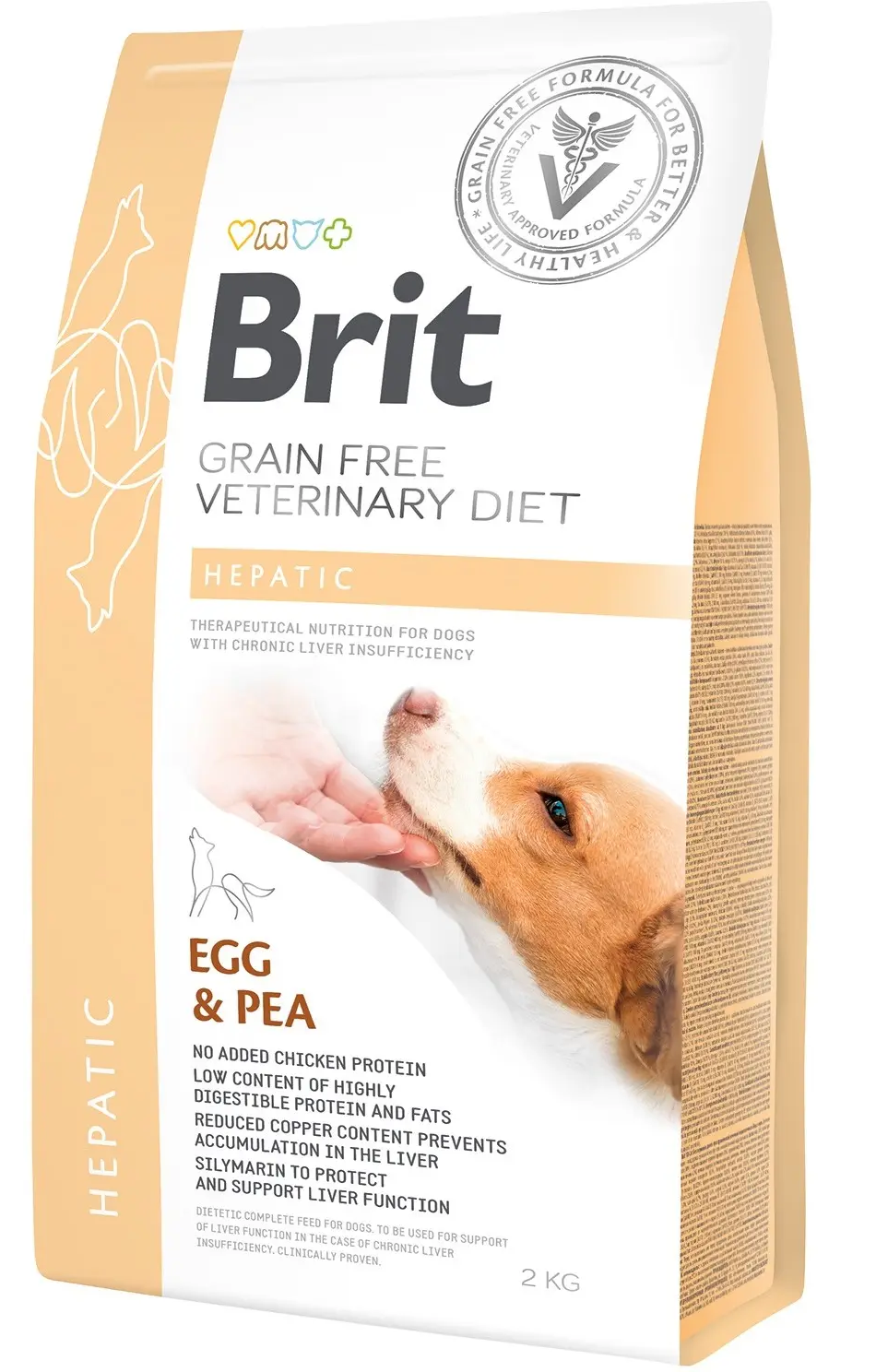 Корм сухий для дорослих собак Brit VetDiets Grain Free Hepatic при хворобі печінки з яйцем/горохом/бататом та гречкою 2 кг