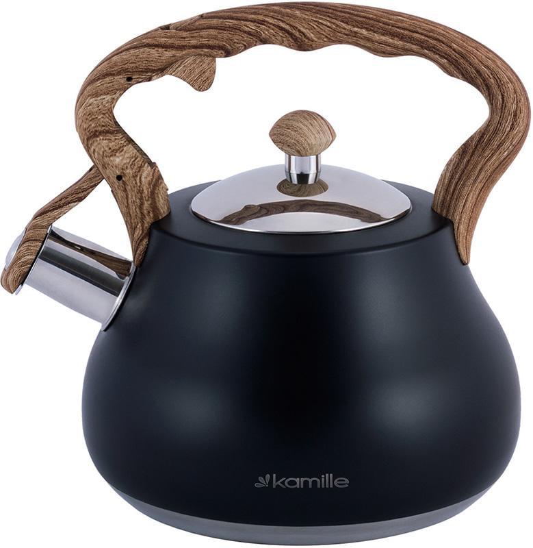 Чайник Kamille Whistling Kettle из нержавеющей стали со свистком 2,7 л Черный