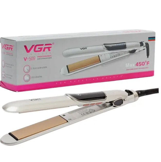 Праска-випрямляч для волосся з керамічними пластинами (VGR-509)