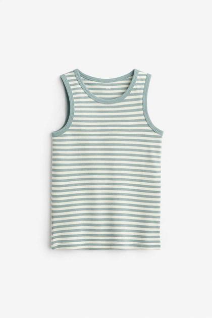 Майка H&M 1237524 Полоски 122-128 см Бело-голубой Майка H&M 1237524 Полоски 122-128 см Бело-голубой