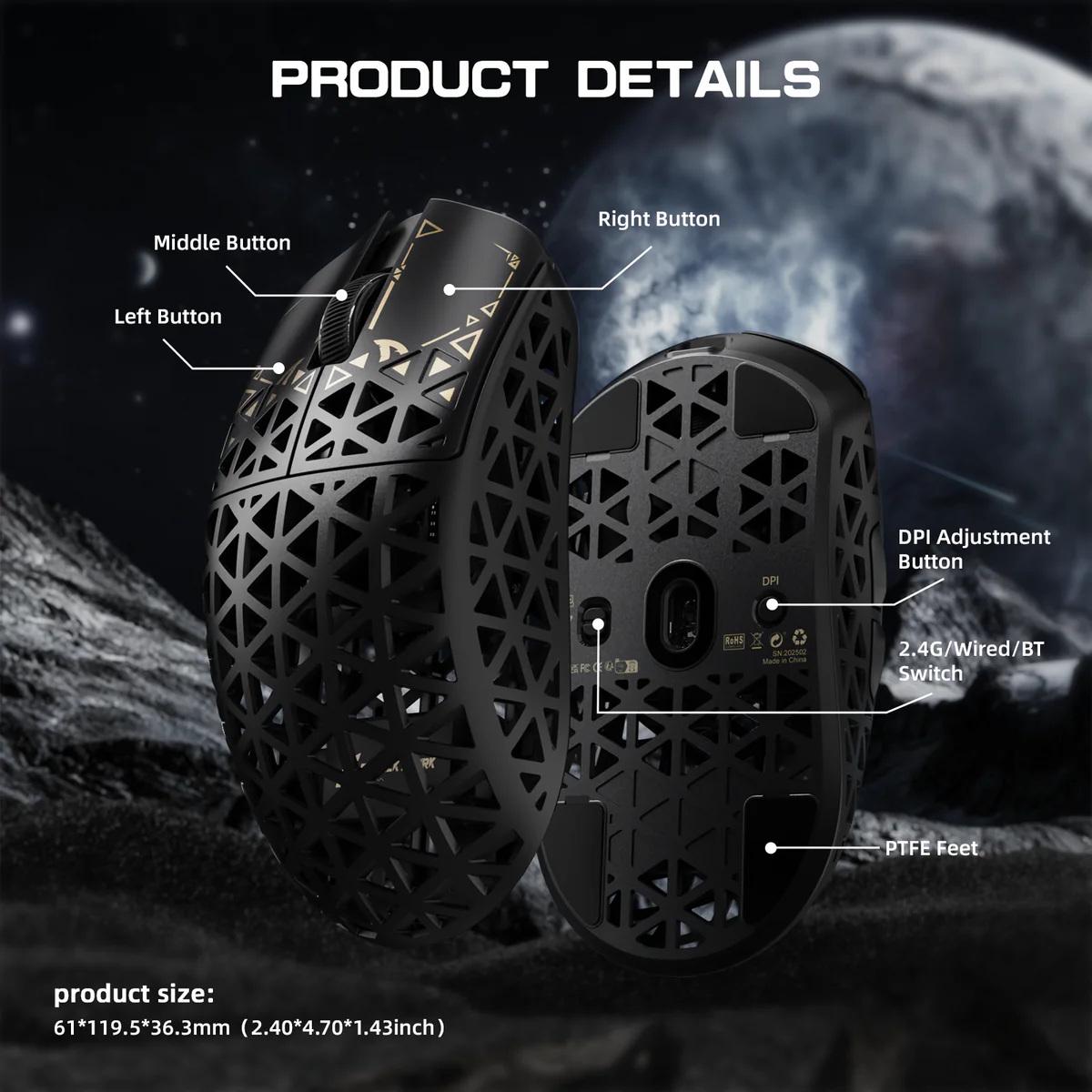 Миша attack shark R5 ULTRA PAW3950 Gaming Mouse 8K 42000 DPI з карбоволокна 39 г Чорний (26404884) - фото 4 Миша attack shark R5 ULTRA PAW3950 Gaming Mouse 8K 42000 DPI з карбоволокна 39 г Чорний (26404884) - фото 4