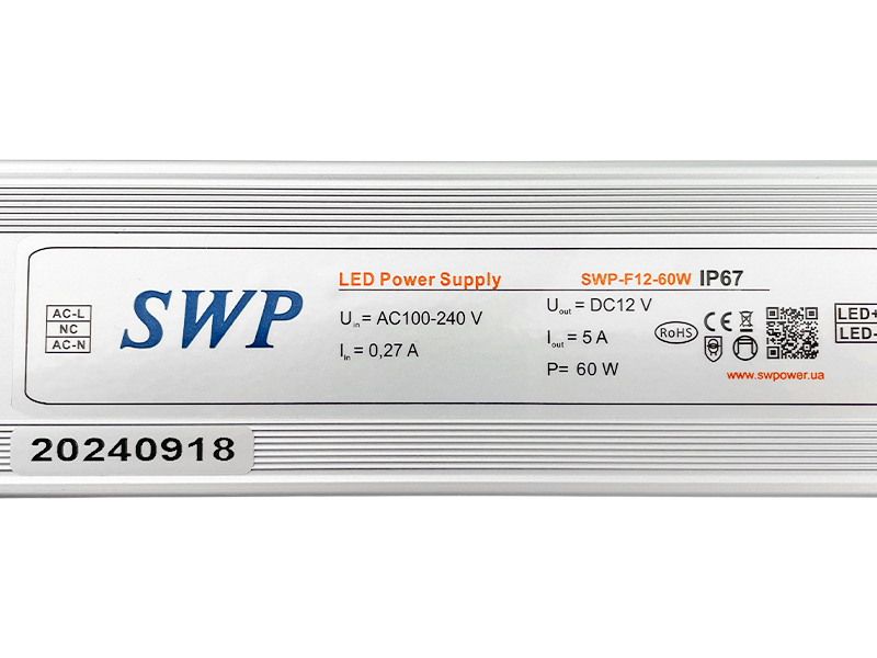 Блок питания 60W IP67 12V герметичный стабилизированный по напряжению (SWP-F12-60W) - фото 5 Блок питания 60W IP67 12V герметичный стабилизированный по напряжению (SWP-F12-60W) - фото 5