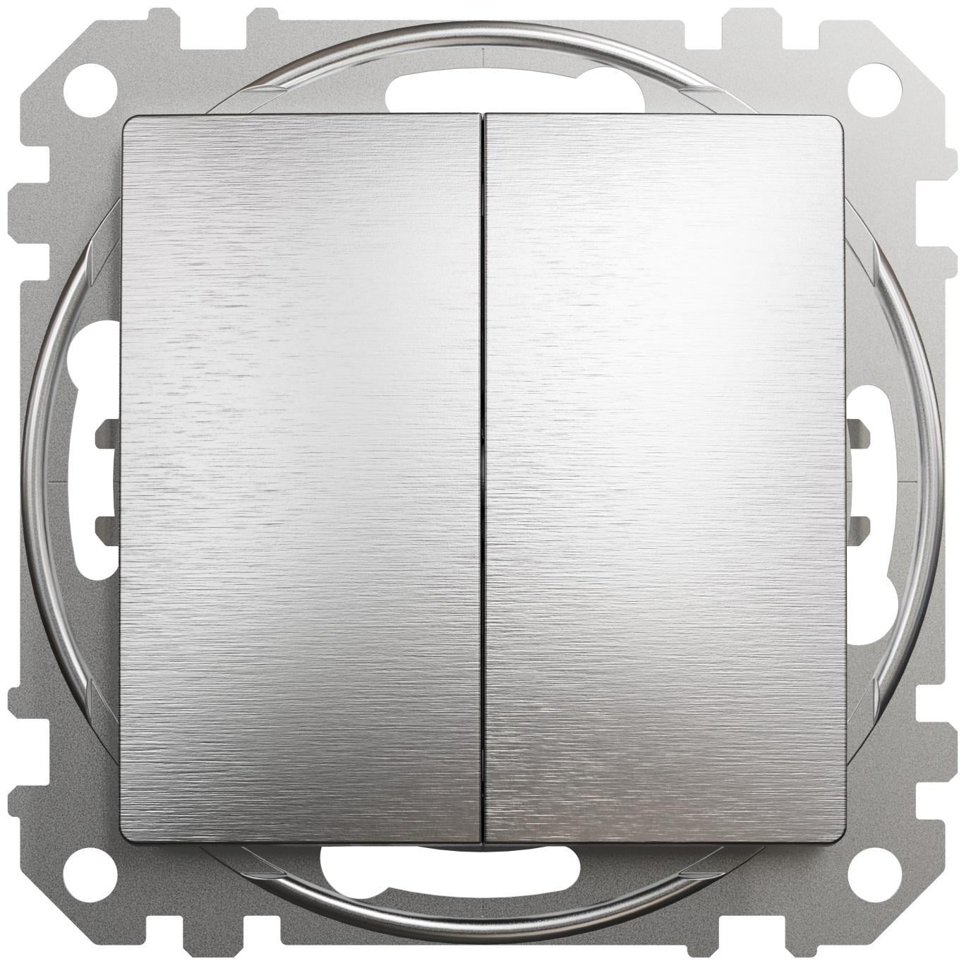 Переключатель двухклавишный Schneider Electric Sedna Design & Elements Алюминий матовый (SDD170108)