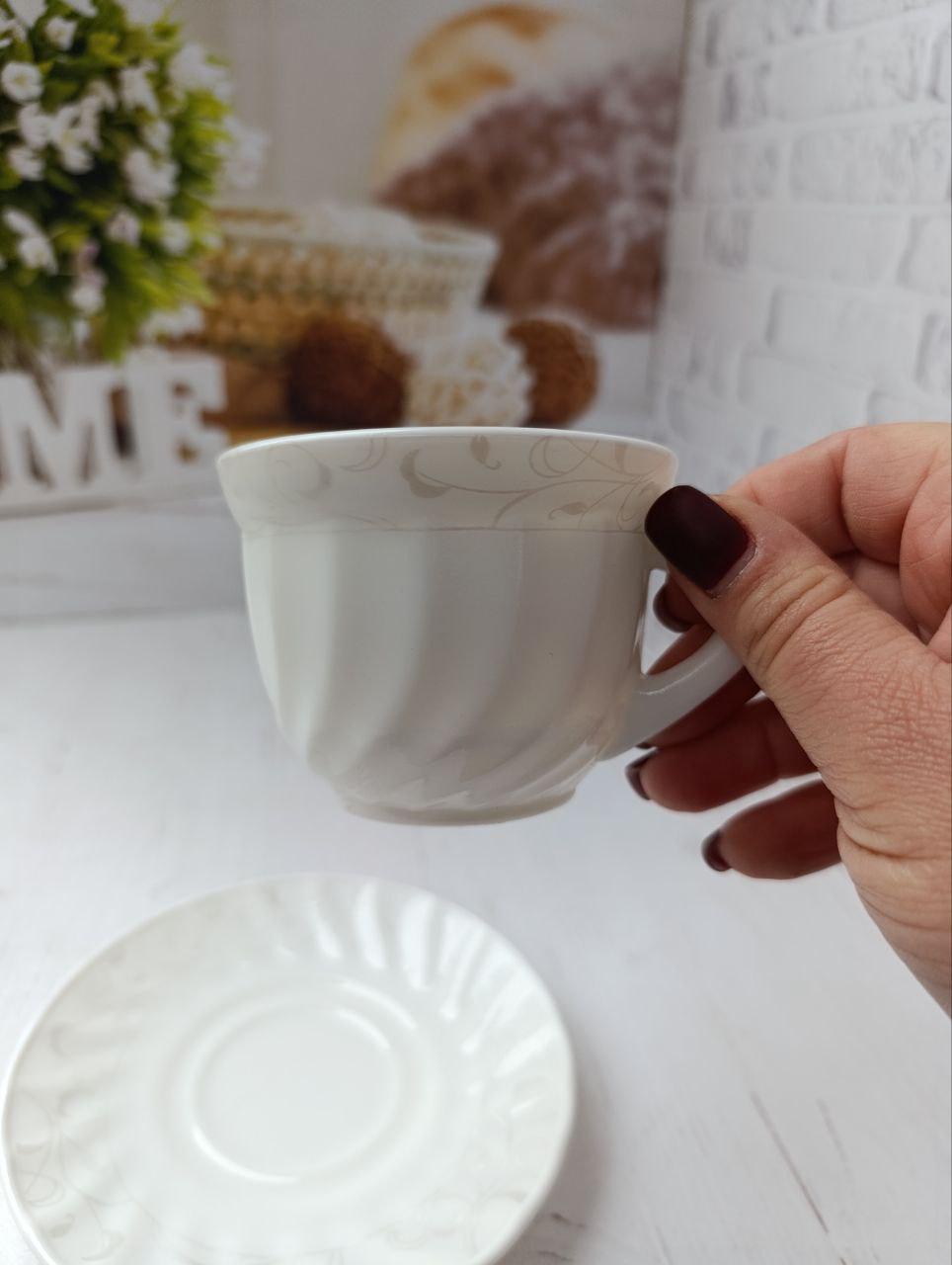 Сервиз чайный SNT Глазурь фарфоровый 190 мл 12 пр. Белый (130313) - фото 3