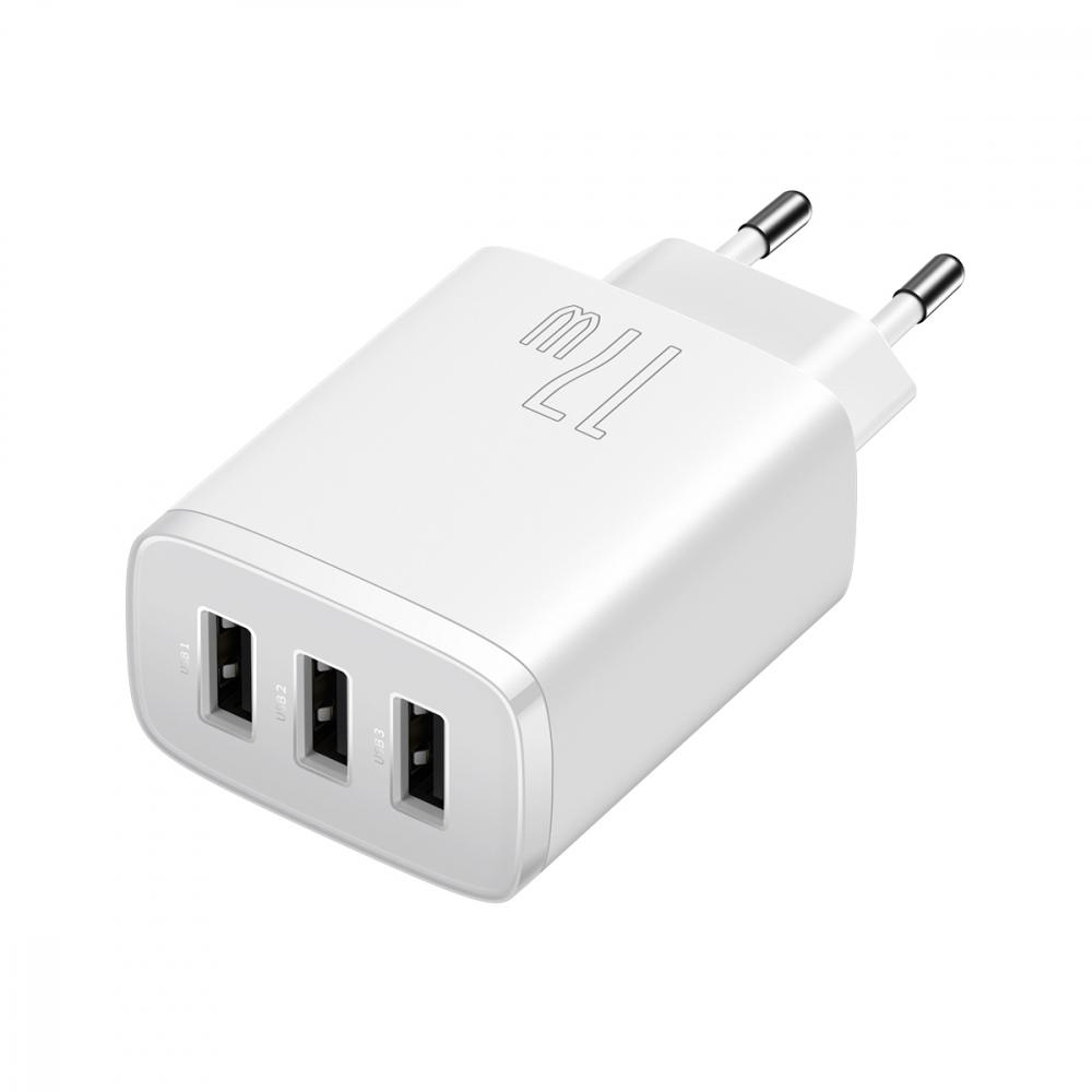 Зарядний пристрій мережевий Baseus Compact Charger 3U 17 W 3USB White (CCXJ020102) - фото 2 Зарядний пристрій мережевий Baseus Compact Charger 3U 17 W 3USB White (CCXJ020102) - фото 2