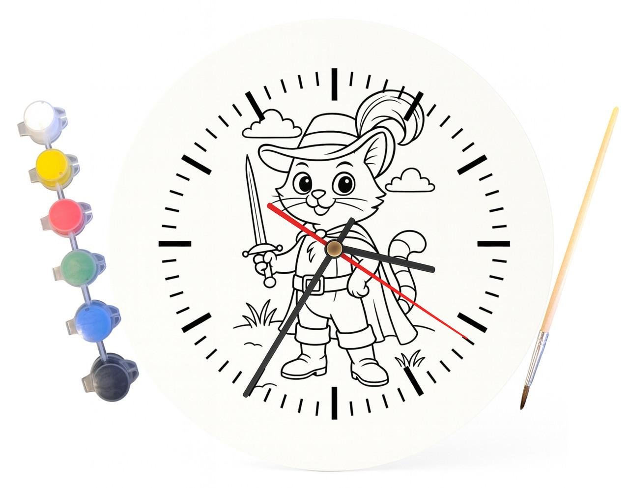 Детский набор для творчества часы-раскраска по мотивам Кот в сапогах Шарль Перро 30 см (Г0035) - фото 4 Детский набор для творчества часы-раскраска по мотивам Кот в сапогах Шарль Перро 30 см (Г0035) - фото 4