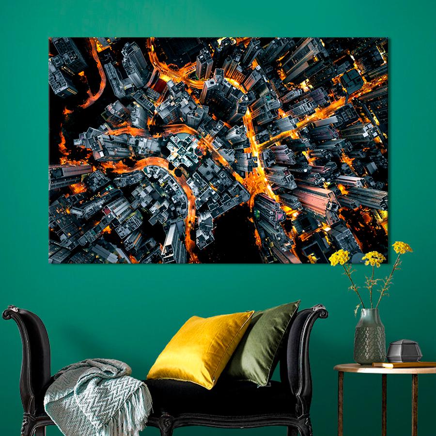 Картина город Абстрактный мегаполис 51x34 см (A859-1)