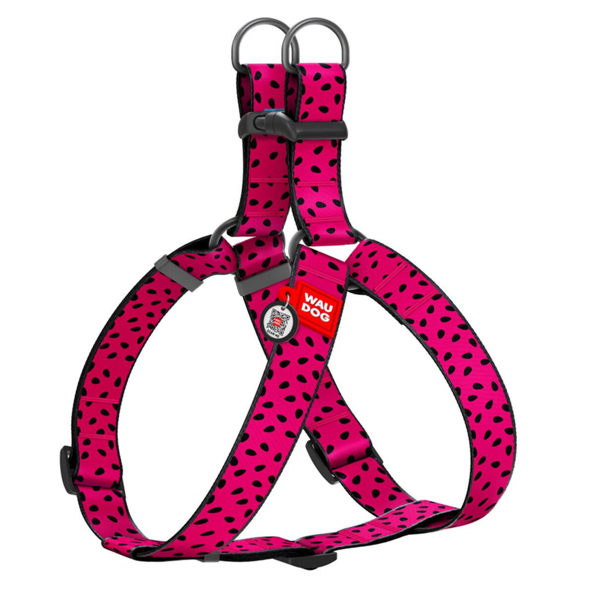 Шлея для собак Waudog Nylon Арбуз с QR паспортом/пластиковым фастексом XL 35 мм х 70-100 см (324-0049 Col)