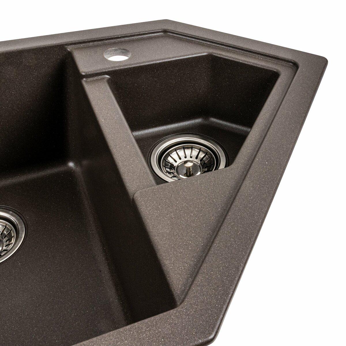 Мойка для кухни гранитная Platinum 9950 PANDORA Темная скала матовый (9950-19) - фото 2 Мойка для кухни гранитная Platinum 9950 PANDORA Темная скала матовый (9950-19) - фото 2