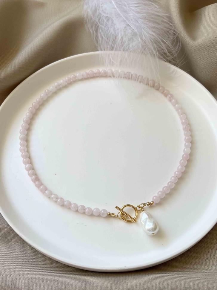 Намисто з рожевим кварцем та перлиною (5326) - фото 5 Намисто з рожевим кварцем та перлиною (5326) - фото 5