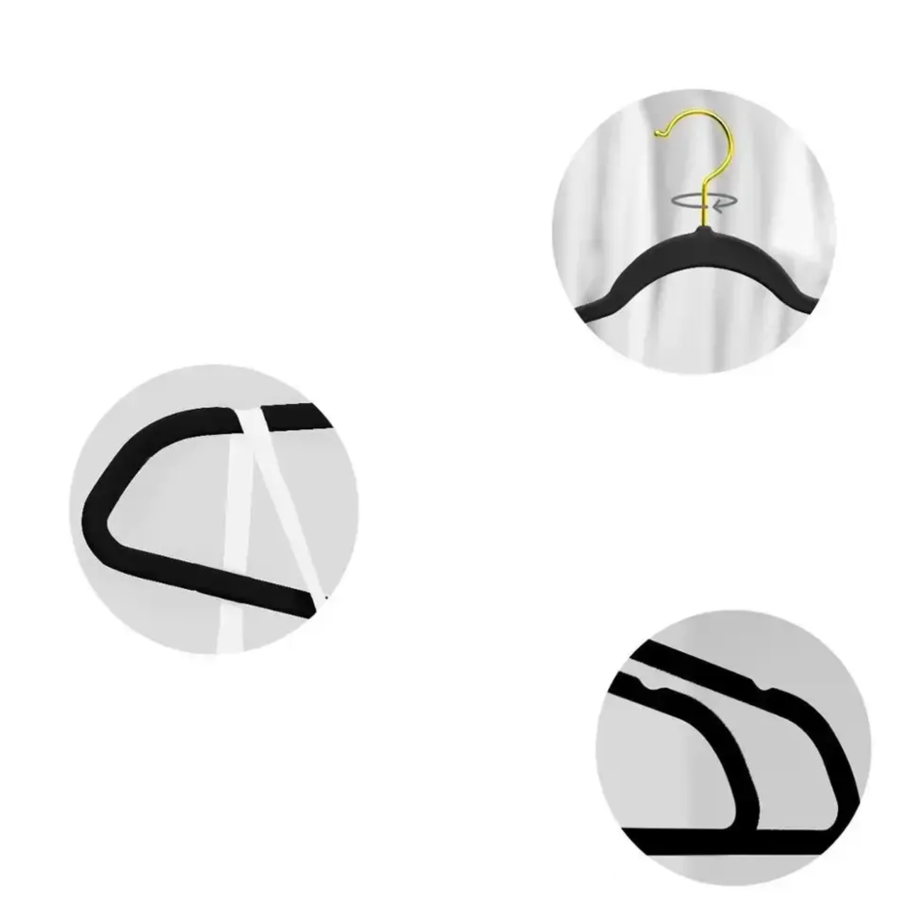 Вішаки для одягу оксамитові 10 шт. Чорний (27427004) - фото 3