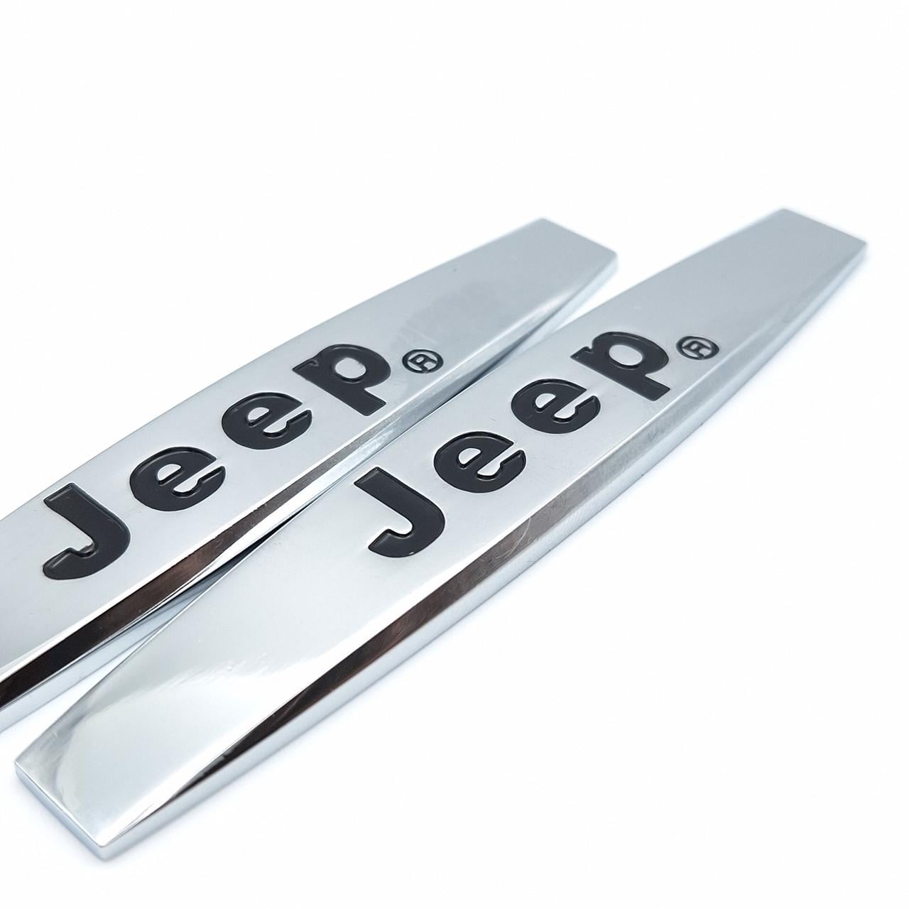 Эмблема на крылья Jeep 10х1,8 см Хром глянцевый (1996590177)