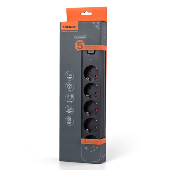 Фильтр Videx ONCORD с кнопкой 3 м Черный (29435981)