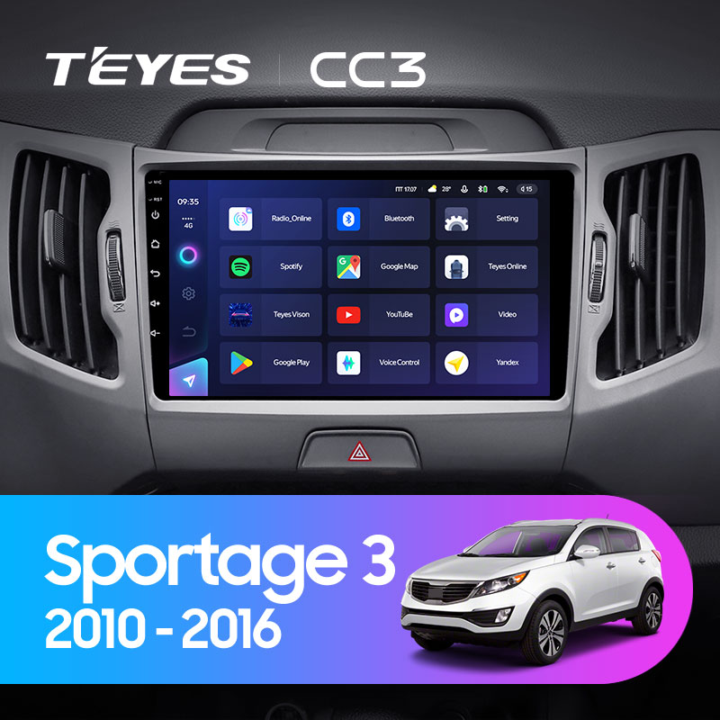 Автомагнитола штатная Teyes для Kia Sportage 3 SL 2010-2016 Android CC3 4+64G Wi-Fi/4G вариант C (1472431306) - фото 3