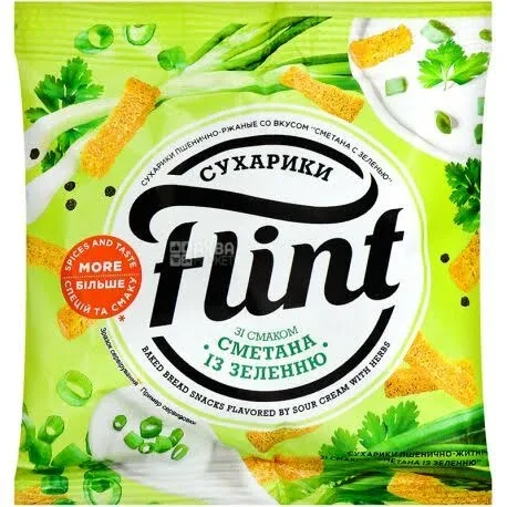 Сухарики пшенично-ржаные Flint Сметана с зеленью 110 г (4820182742811)