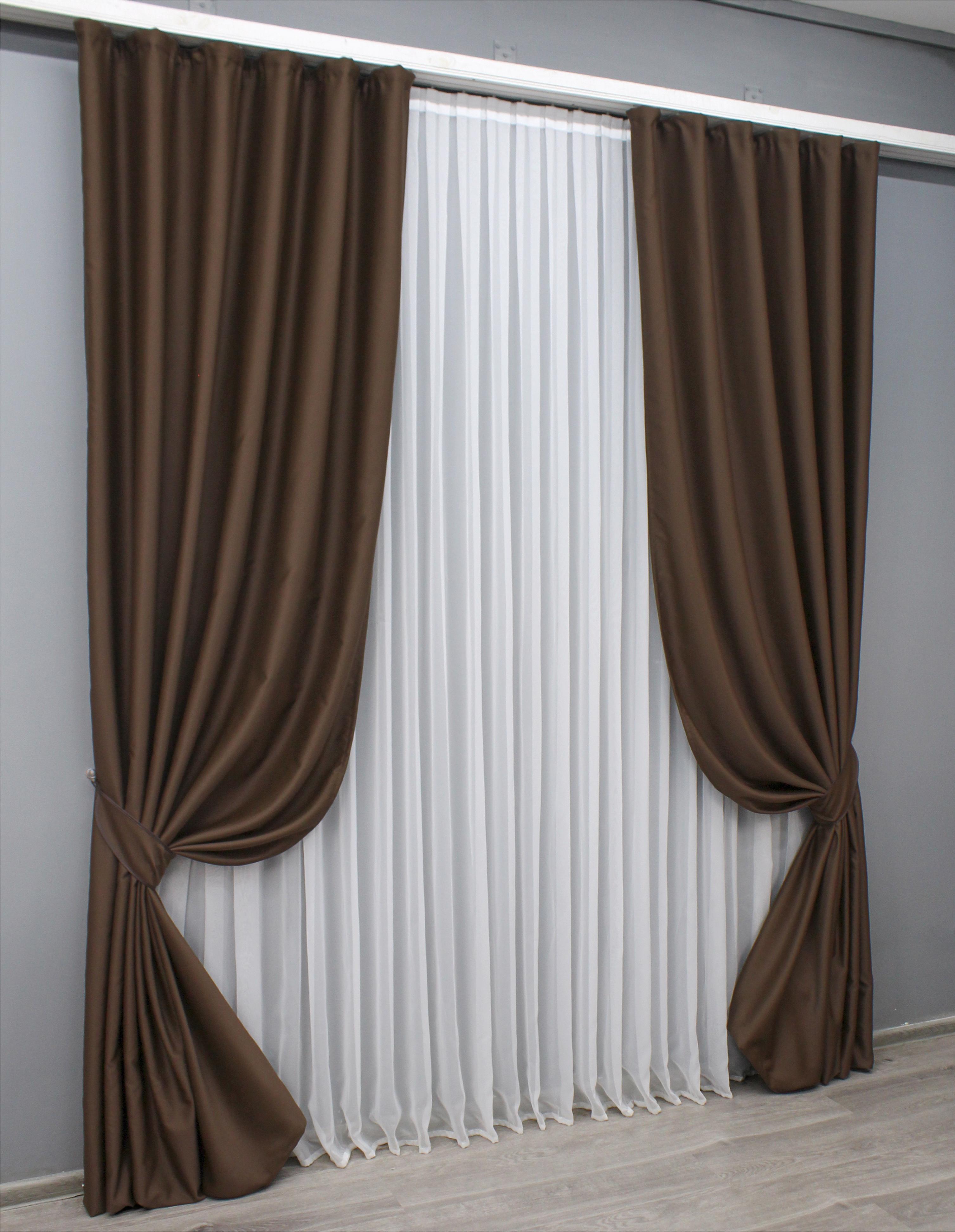 Комплект готовых штор VR-Textil Блэкаут Midnight №1677ш 100х290 см 2 шт. Коричневый (31-052) - фото 2 Комплект готовых штор VR-Textil Блэкаут Midnight №1677ш 100х290 см 2 шт. Коричневый (31-052) - фото 2