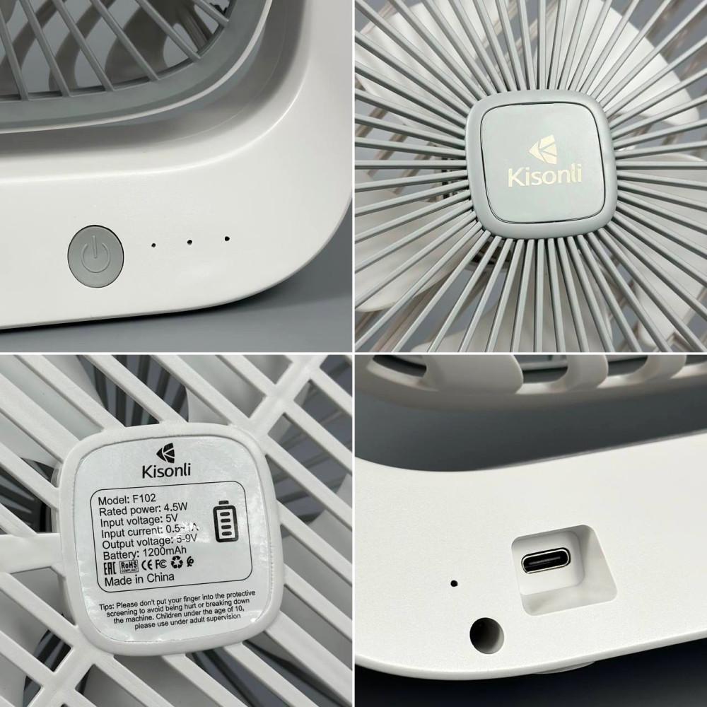 Вентилятор Kisonli F102 настольный 1200 mAh 22 см (F102) - фото 5