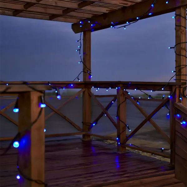 Гірлянда нитка вулична 500 LED 50 м на сонячній батареї чорна нитка з пультом ДУ Синій - фото 5 Гірлянда нитка вулична 500 LED 50 м на сонячній батареї чорна нитка з пультом ДУ Синій - фото 5
