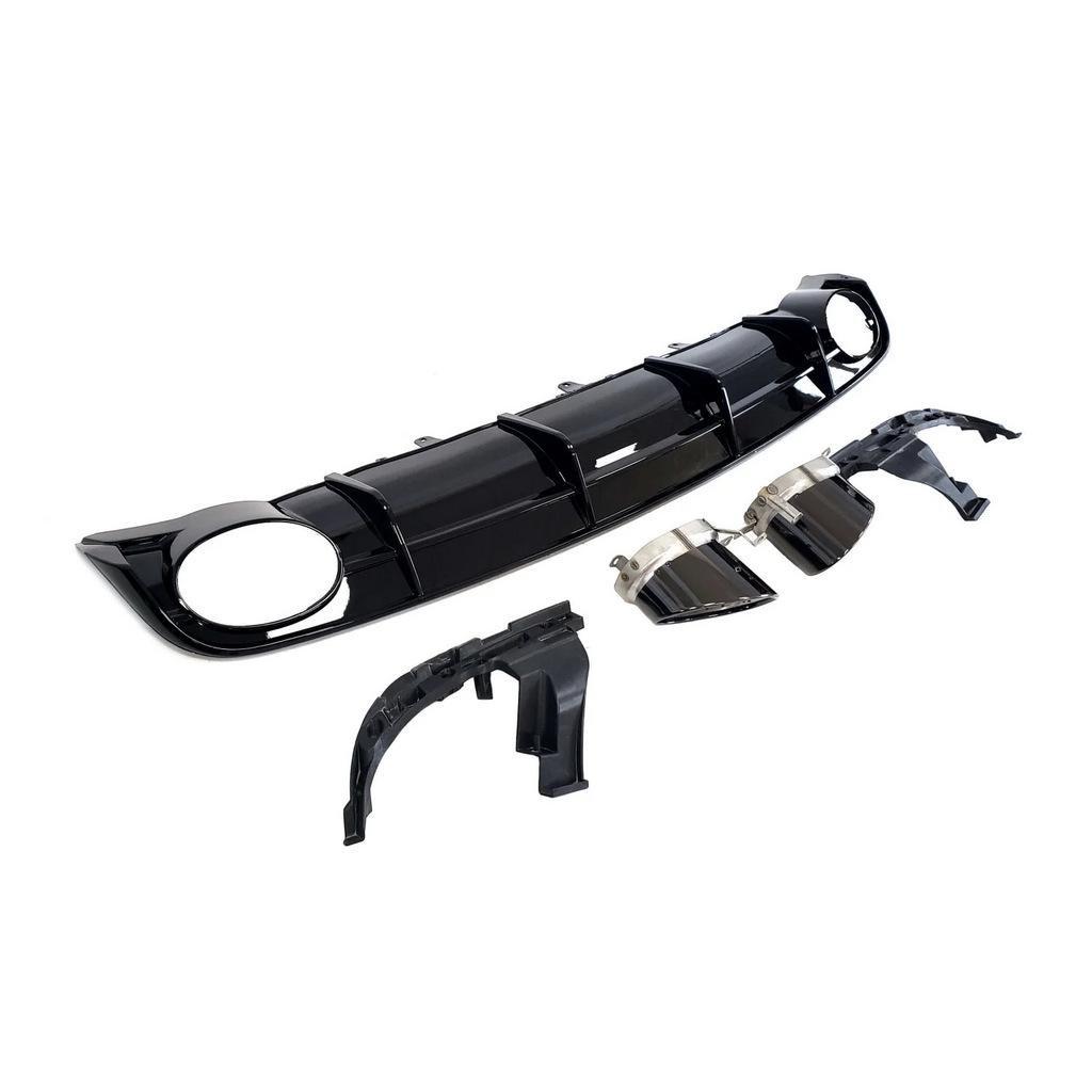 Диффузор задний с насадками RS-Style V-12014-2017 Sport GT Tuning для Audi A6 C7 2011-2017 гг. ABS-пластик Черный (131901)